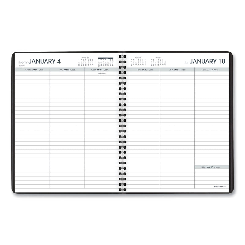 AT-A-GLANCE Weekly Planner Ruled for Open Scheduling, 8.75 x 6.75, Black Cover, 12-Month (Jan to Dec): 2023