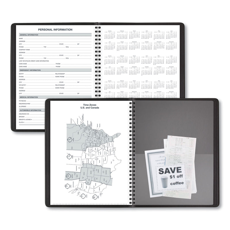 AT-A-GLANCE 24-Hour Daily Appointment Book, 8.75 x 7, Black Cover, 12-Month (Jan to Dec): 2023
