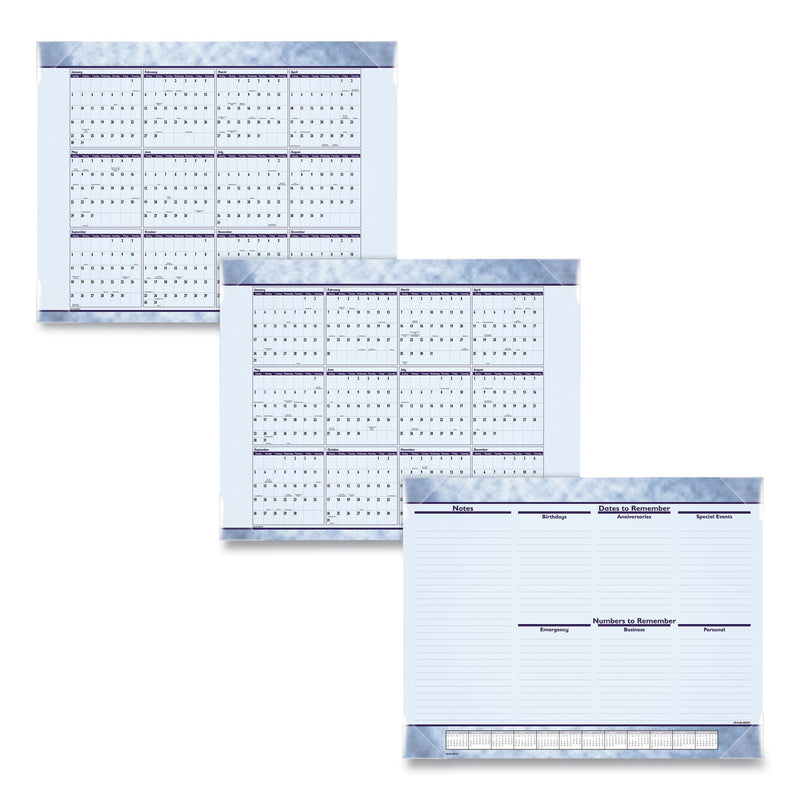 AT-A-GLANCE Slate Blue Desk Pad, 22 x 17, White Sheets, Clear Corners, 12-Month (Jan to Dec): 2023