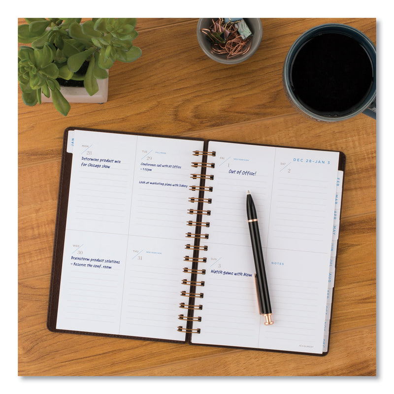 AT-A-GLANCE Signature Collection Distressed Brown Weekly Monthly Planner, 8.5 x 5.5, Brown Cover, 13-Month (Jan to Jan): 2023 to 2024