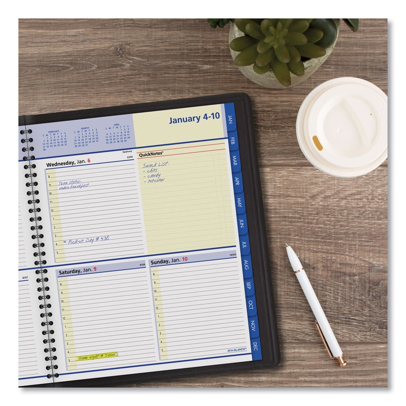 AT-A-GLANCE QuickNotes Weekly Block Format Appointment Book, 10 x 8, Black Cover, 12-Month (Jan to Dec): 2023