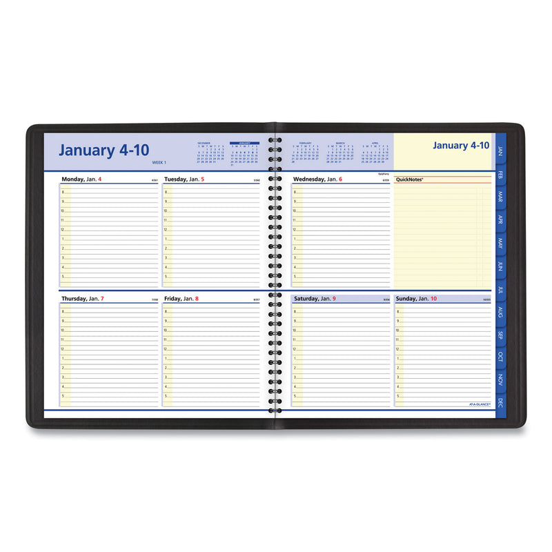 AT-A-GLANCE QuickNotes Weekly Block Format Appointment Book, 10 x 8, Black Cover, 12-Month (Jan to Dec): 2023