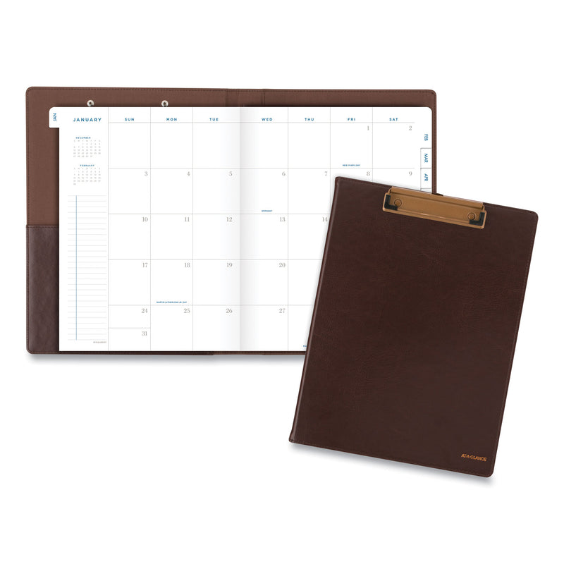 AT-A-GLANCE Signature Collection Monthly Clipfolio, 11 x 8, Distressed Brown Cover, 13-Month (Jan to Jan): 2023 to 2024