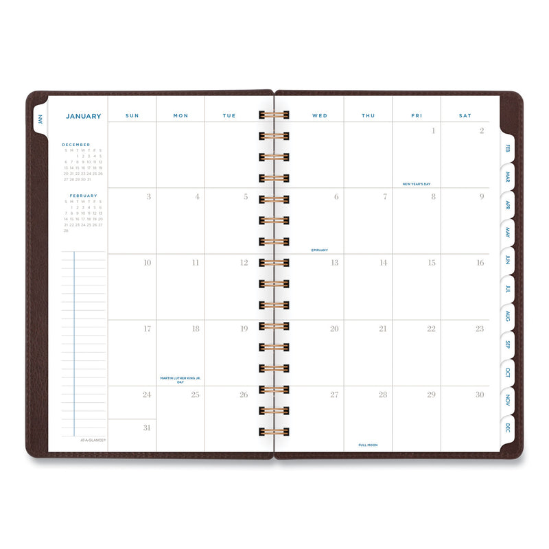 AT-A-GLANCE Signature Collection Distressed Brown Weekly Monthly Planner, 8.5 x 5.5, Brown Cover, 13-Month (Jan to Jan): 2023 to 2024