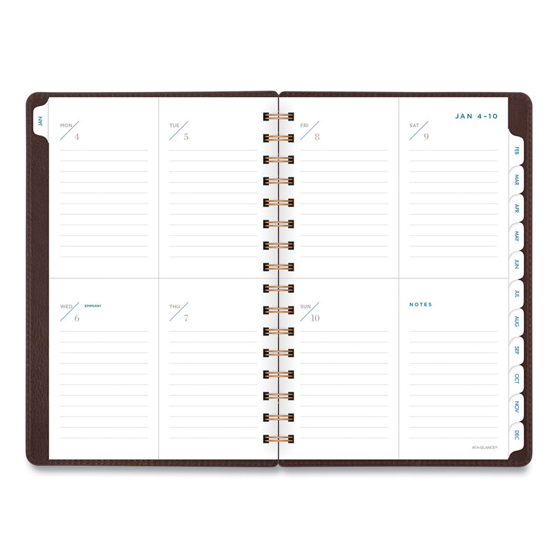 AT-A-GLANCE Signature Collection Distressed Brown Weekly Monthly Planner, 8.5 x 5.5, Brown Cover, 13-Month (Jan to Jan): 2023 to 2024