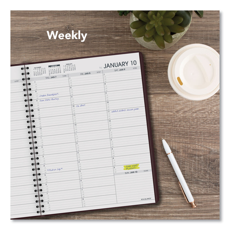 AT-A-GLANCE Weekly Appointment Book, 11 x 8.25, Winestone Cover, 13-Month (Jan to Jan): 2023 to 2024