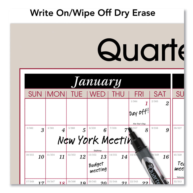 AT-A-GLANCE Vertical/Horizontal Erasable Quarterly/Monthly Wall Planner, 24 x 36, White/Black/Red Sheets, 12-Month (Jan to Dec): 2023