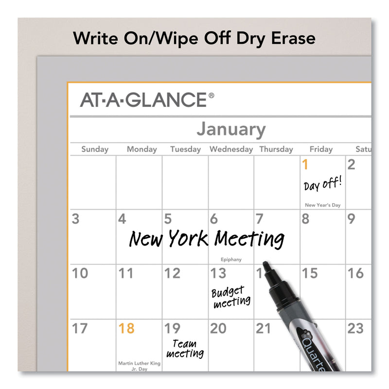 AT-A-GLANCE WallMates Self-Adhesive Dry Erase Yearly Planning Surfaces, 24 x 18, White/Gray/Orange Sheets, 12-Month (Jan to Dec): 2023
