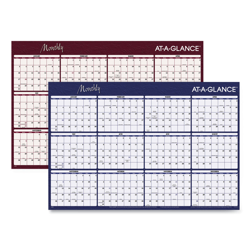 AT-A-GLANCE Reversible Horizontal Erasable Wall Planner, 48 x 32, Assorted Sheet Colors, 12-Month (Jan to Dec): 2023