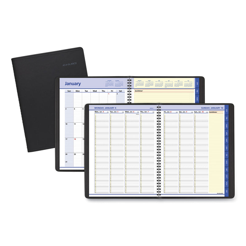 AT-A-GLANCE QuickNotes Weekly Vertical-Column Format Appointment Book, 11 x 8.25, Black Cover, 12-Month (Jan to Dec): 2023