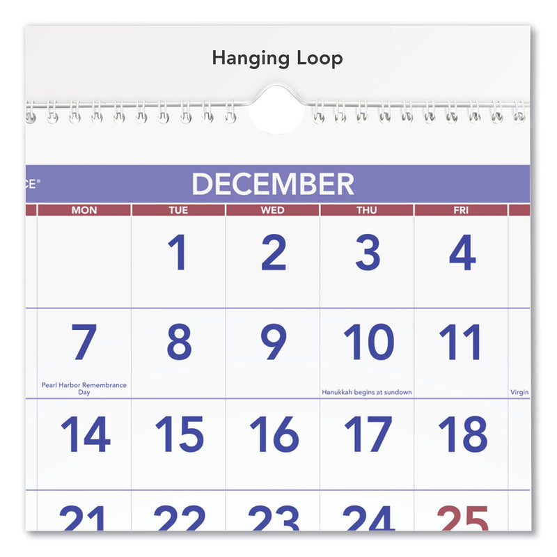 AT-A-GLANCE Deluxe Three-Month Reference Wall Calendar, Vertical Orientation, 12 x 27, White Sheets, 14-Month (Dec to Jan): 2022 to 2024