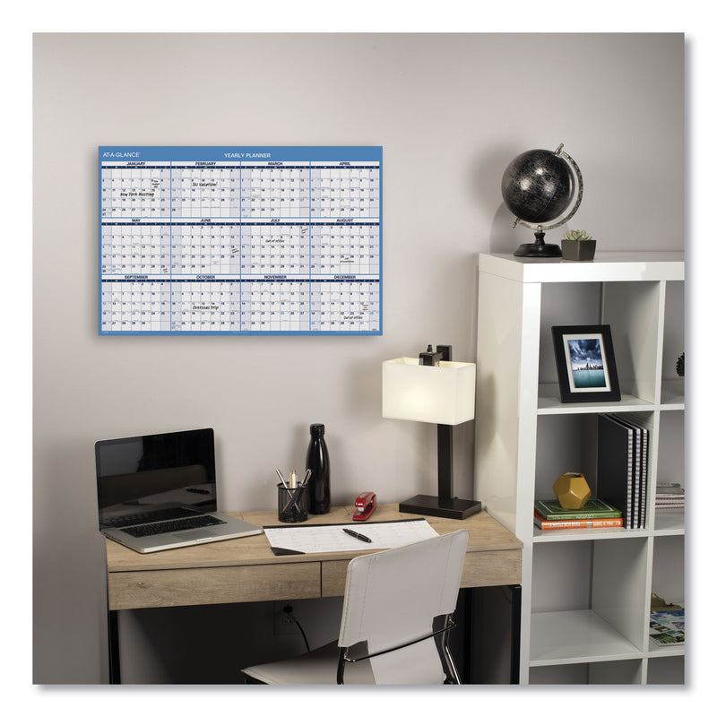 AT-A-GLANCE Horizontal Reversible/Erasable Wall Planner, 48 x 32, White/Blue Sheets, 12-Month (Jan to Dec): 2023