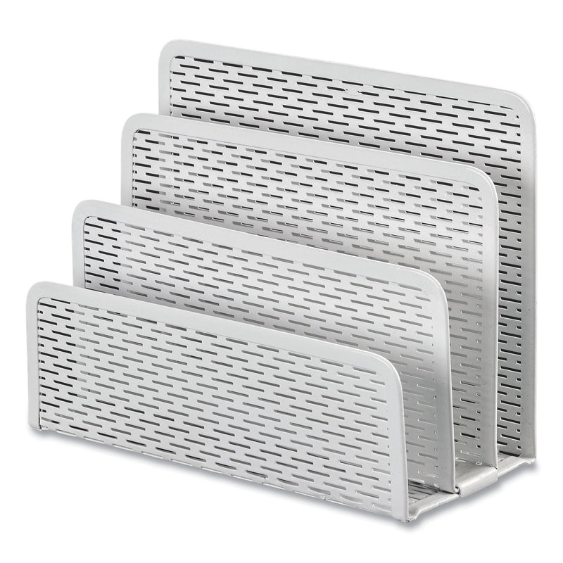 Artistic Urban Collection Punched Metal Letter Sorter, 3 Sections, DL to A6 Size Files, 6.5" x 3.25" x 5.5", White