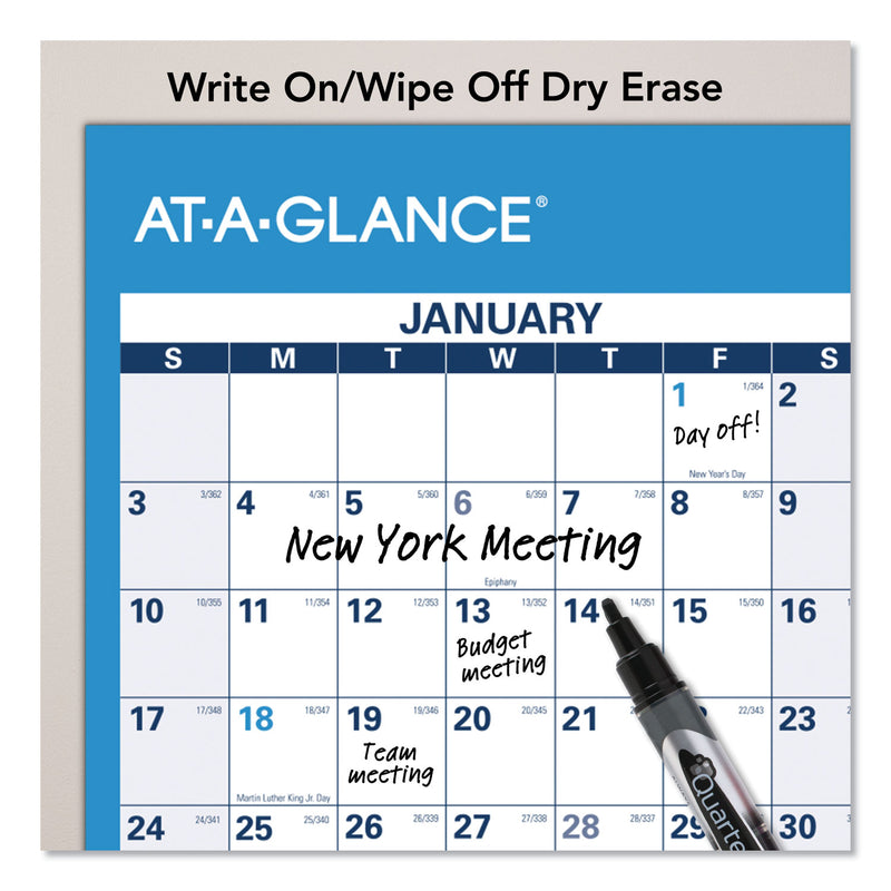 AT-A-GLANCE Horizontal Reversible/Erasable Wall Planner, 48 x 32, White/Blue Sheets, 12-Month (Jan to Dec): 2023
