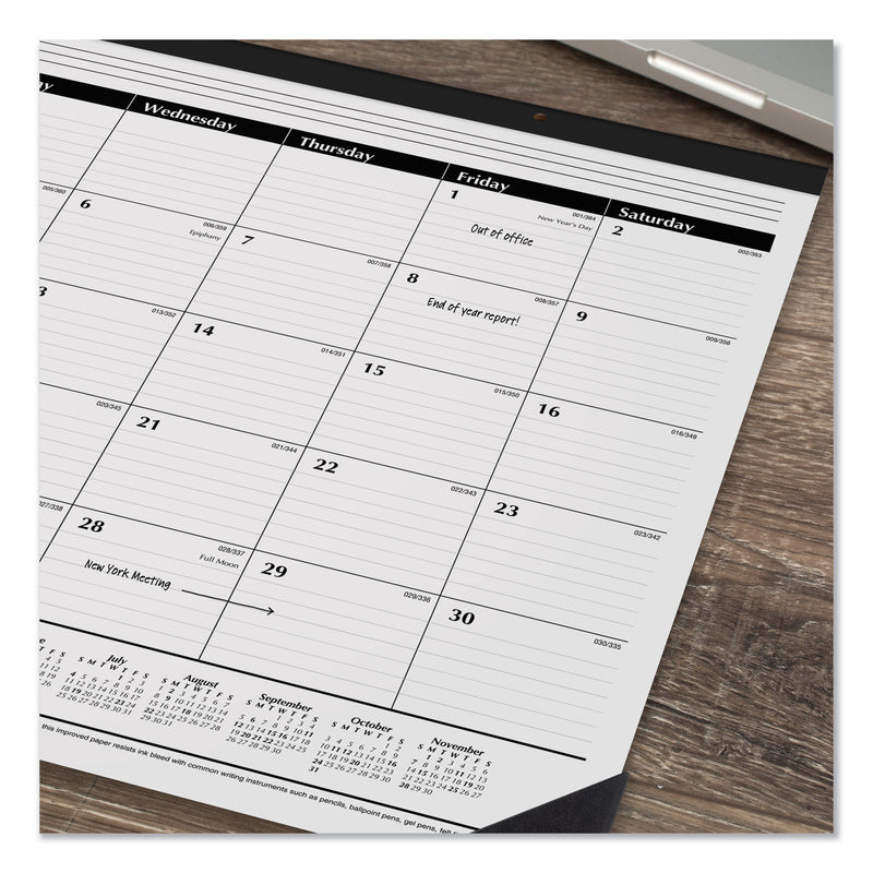 AT-A-GLANCE Ruled Desk Pad, 24 x 19, White Sheets, Black Binding, Black Corners, 12-Month (Jan to Dec): 2023