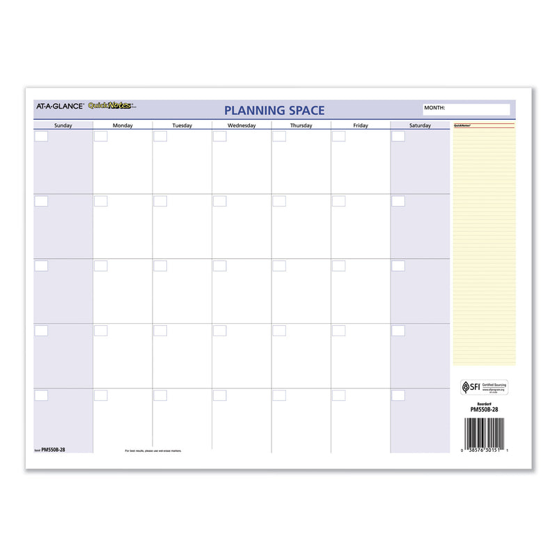 AT-A-GLANCE QuickNotes Mini Erasable Wall Planner, 16 x 12, White/Blue/Yellow Sheets, 12-Month (Jan to Dec): 2023