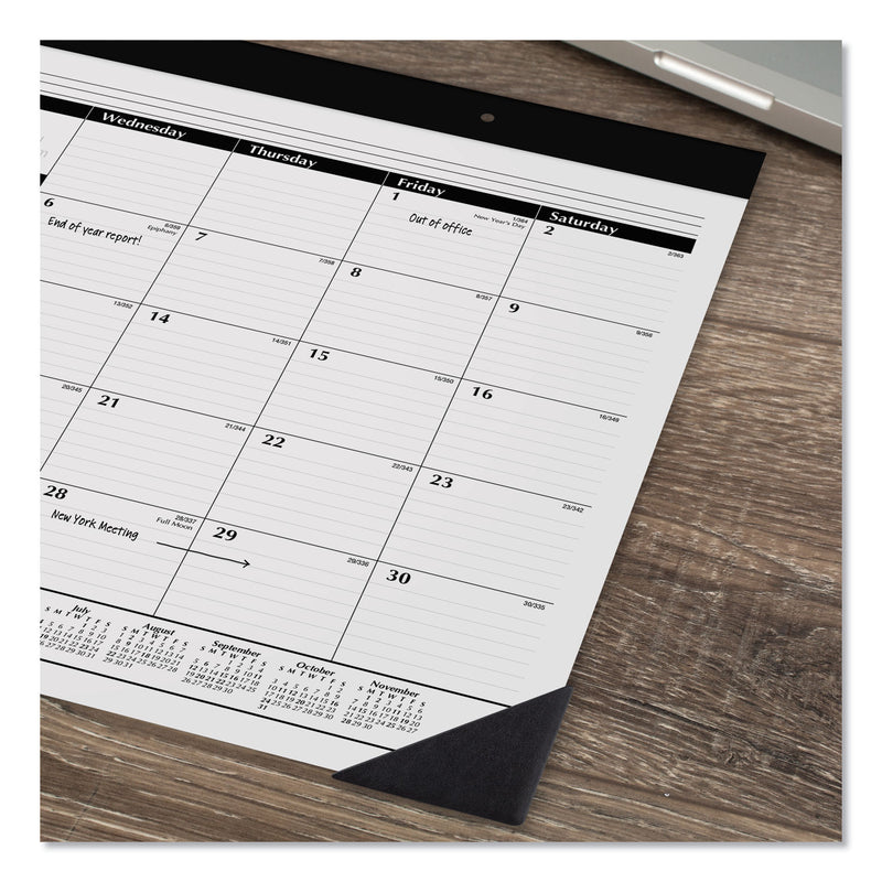 AT-A-GLANCE Monthly Refillable Desk Pad, 22 x 17, White Sheets, Black Binding, Black Corners, 12-Month (Jan to Dec): 2023