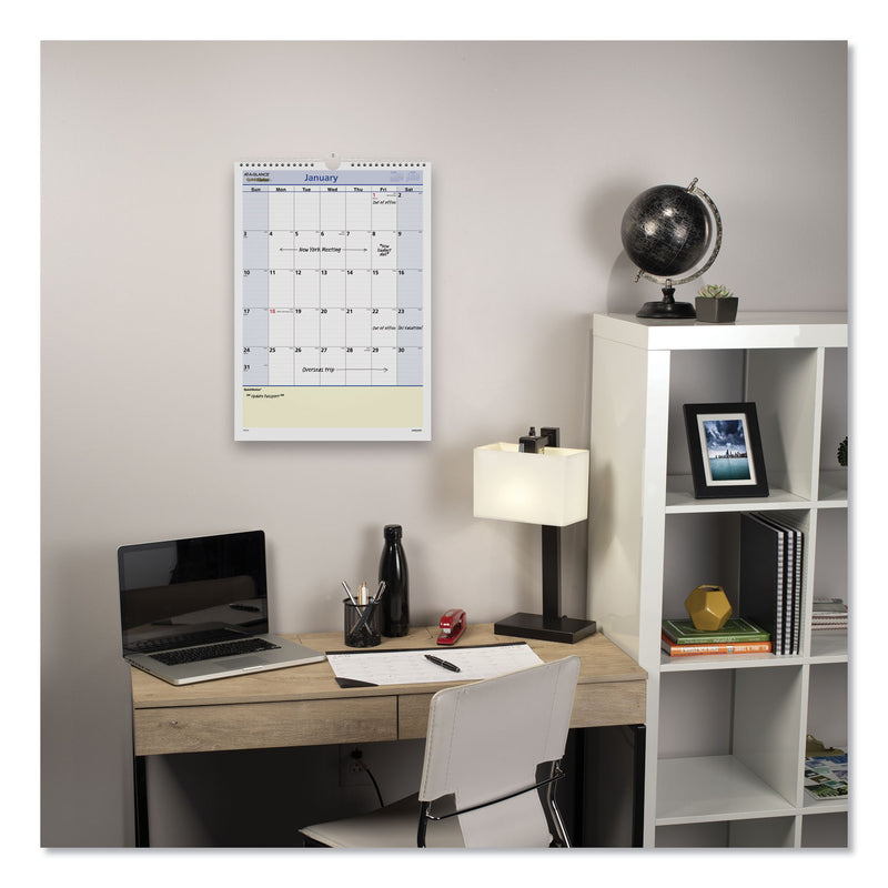AT-A-GLANCE QuickNotes Wall Calendar, 12 x 17, White/Blue/Yellow Sheets, 12-Month (Jan to Dec): 2023