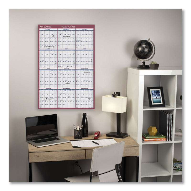 AT-A-GLANCE Vertical/Horizontal Wall Calendar, 24 x 36, White/Blue/Red Sheets, 12-Month (Jan to Dec): 2023