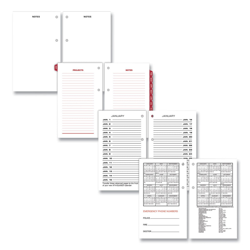 AT-A-GLANCE Two-Color Desk Calendar Refill, 3.5 x 6, White Sheets, 2023