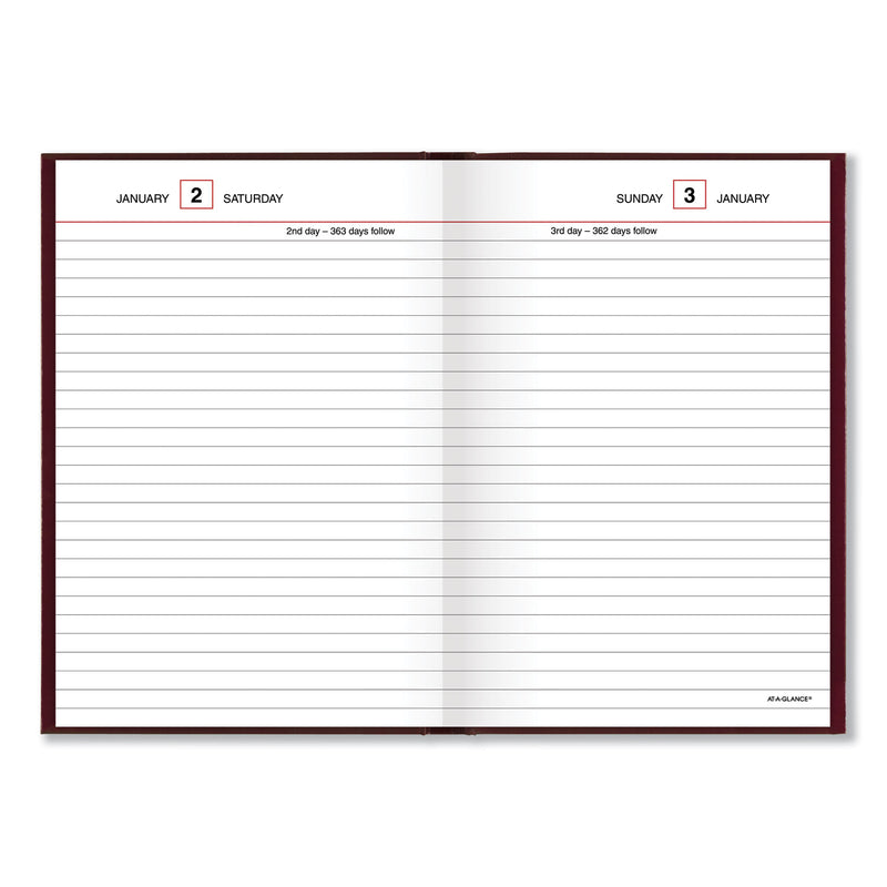 AT-A-GLANCE Standard Diary Daily Reminder Book, 2023 Edition, Medium/College Rule, Red Cover, 7.5 x 5.13, 201 Sheets