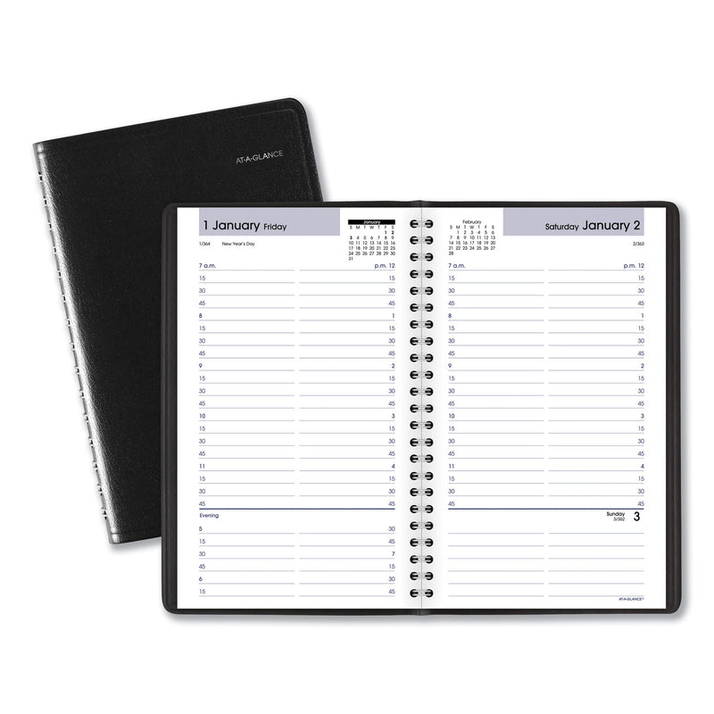 AT-A-GLANCE DayMinder Daily Appointment Book, 8.5 x 5.5, Black Cover, 12-Month (Jan to Dec): 2023