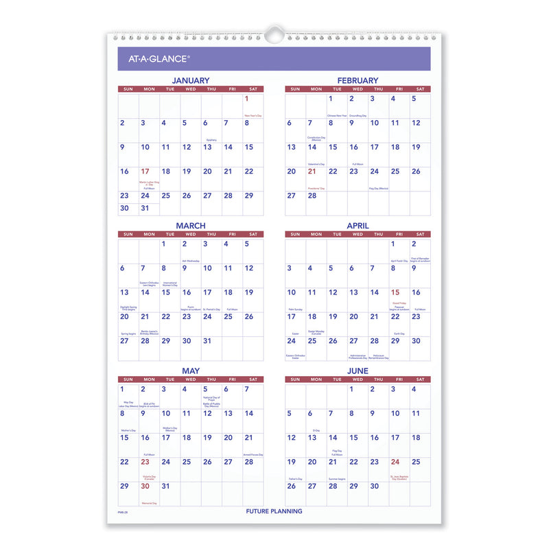 AT-A-GLANCE Three-Month Wall Calendar, 15.5 x 22.75, White Sheets, 12-Month (Jan to Dec): 2023