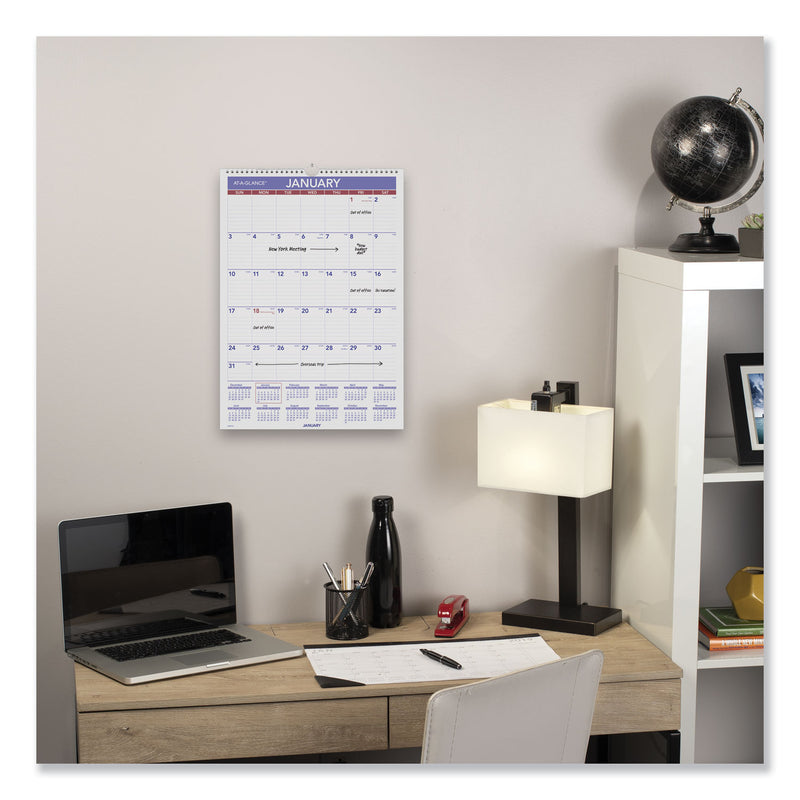 AT-A-GLANCE Erasable Wall Calendar, 12 x 17, White Sheets, 12-Month (Jan to Dec): 2023