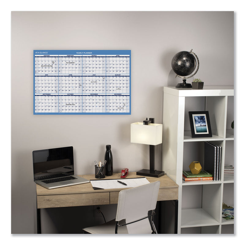 AT-A-GLANCE Horizontal Reversible/Erasable Wall Planner, 36 x 24, White/Blue Sheets, 12-Month (Jan to Dec): 2023