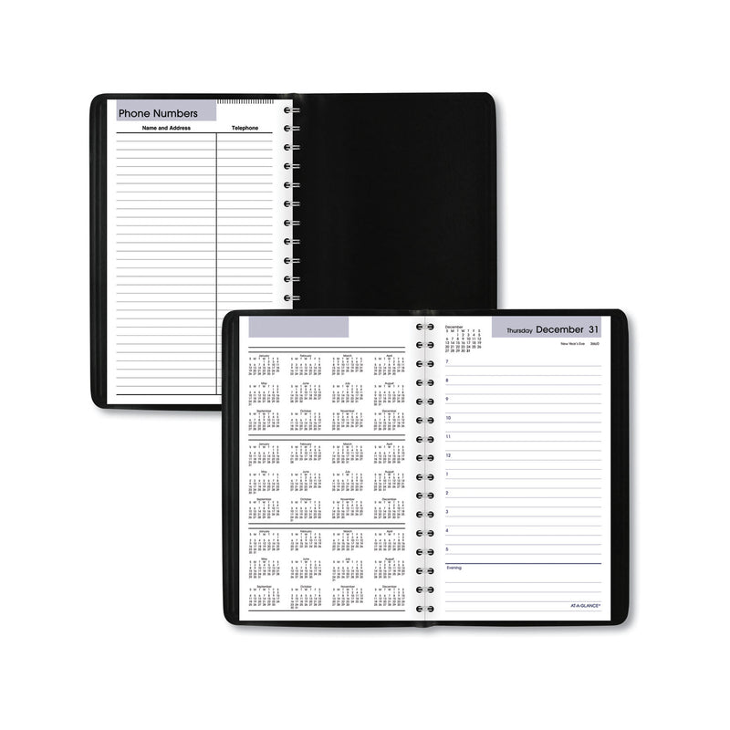 AT-A-GLANCE DayMinder Daily Appointment Book, 8 x 5, Black Cover, 12-Month (Jan to Dec): 2023