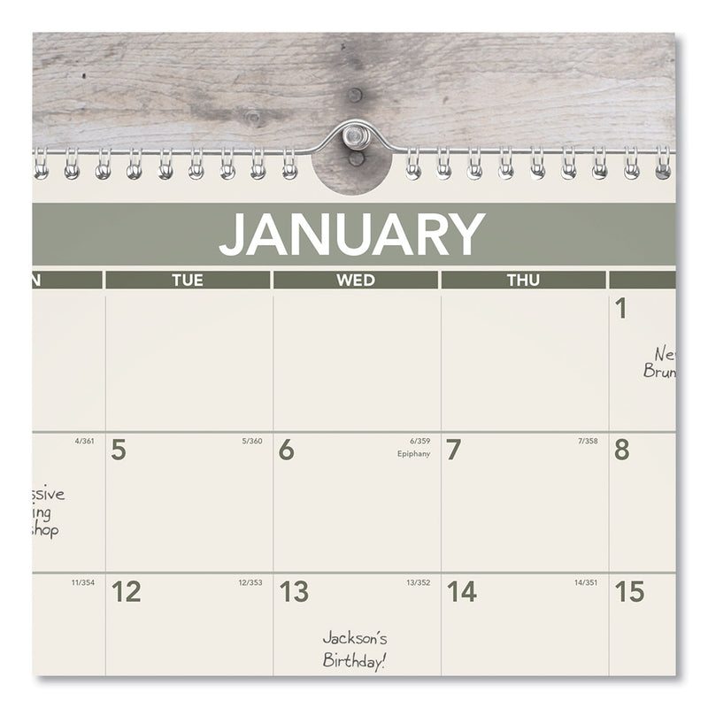 AT-A-GLANCE Recycled Wall Calendar, Unruled Blocks, 15 x 12, Sand/Green Sheets, 12-Month (Jan to Dec): 2023