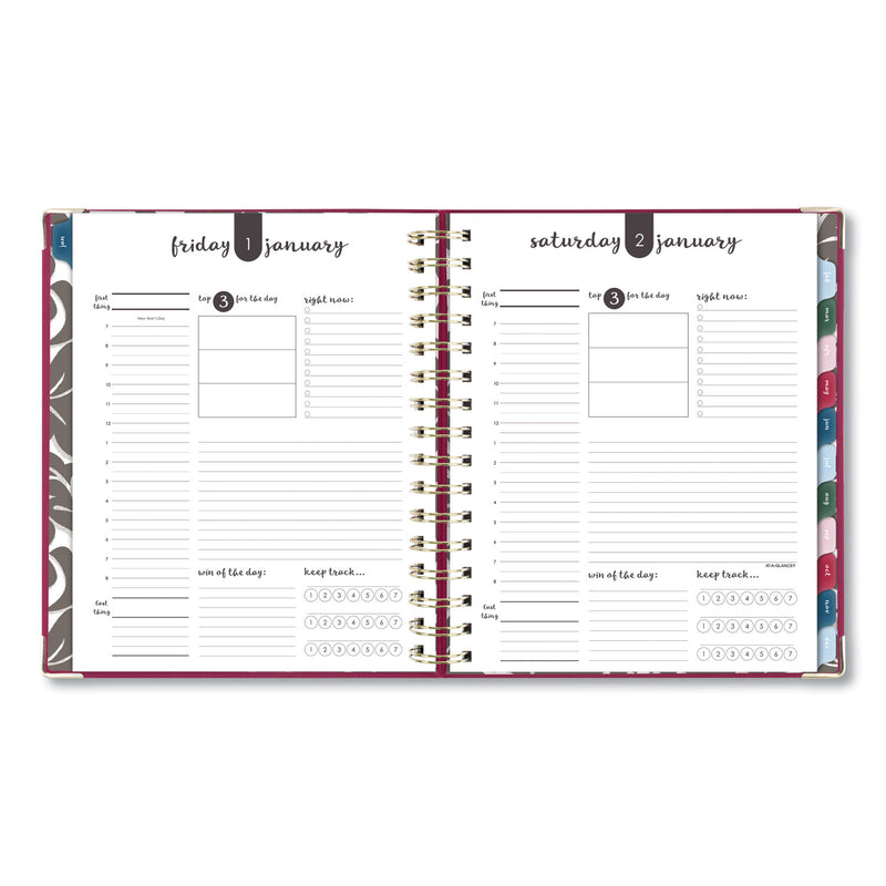 AT-A-GLANCE Harmony Daily Hardcover Planner, 8.75 x 7, Berry Cover, 12-Month (Jan to Dec): 2023