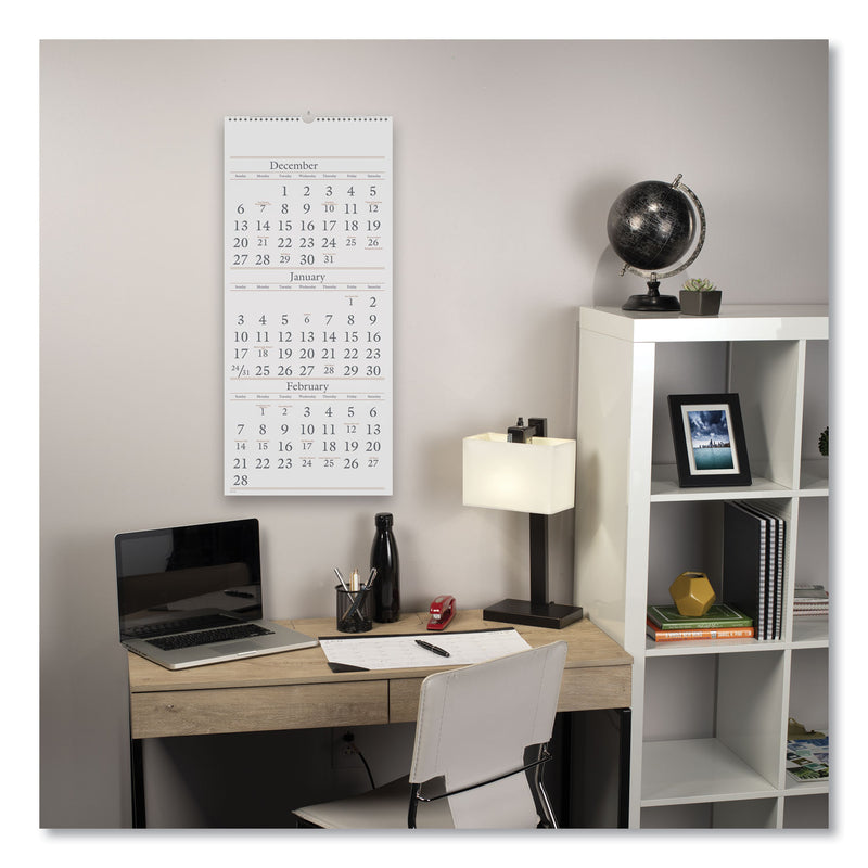 AT-A-GLANCE Three-Month Reference Wall Calendar, 12 x 27, White Sheets, 15-Month (Dec to Feb): 2022 to 2024