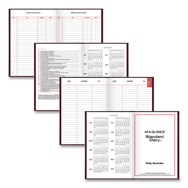AT-A-GLANCE Standard Diary Daily Reminder Book, 2023 Edition, Medium/College Rule, Red Cover, 7.5 x 5.13, 201 Sheets
