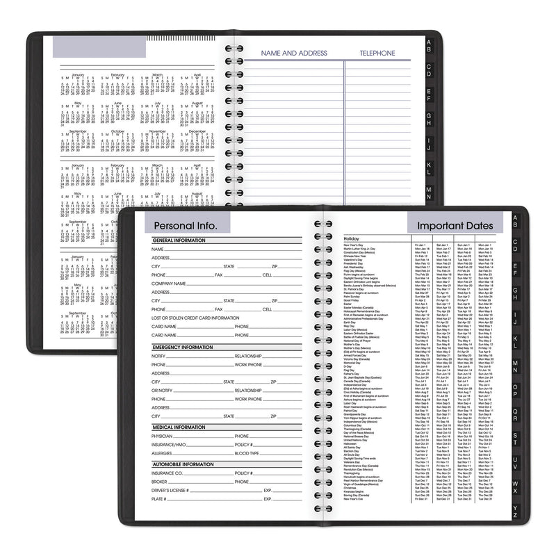AT-A-GLANCE DayMinder Block Format Weekly Appointment Book, Tabbed Telephone/Add Section, 8.5 x 5.5, Black, 12-Month (Jan-Dec): 2023