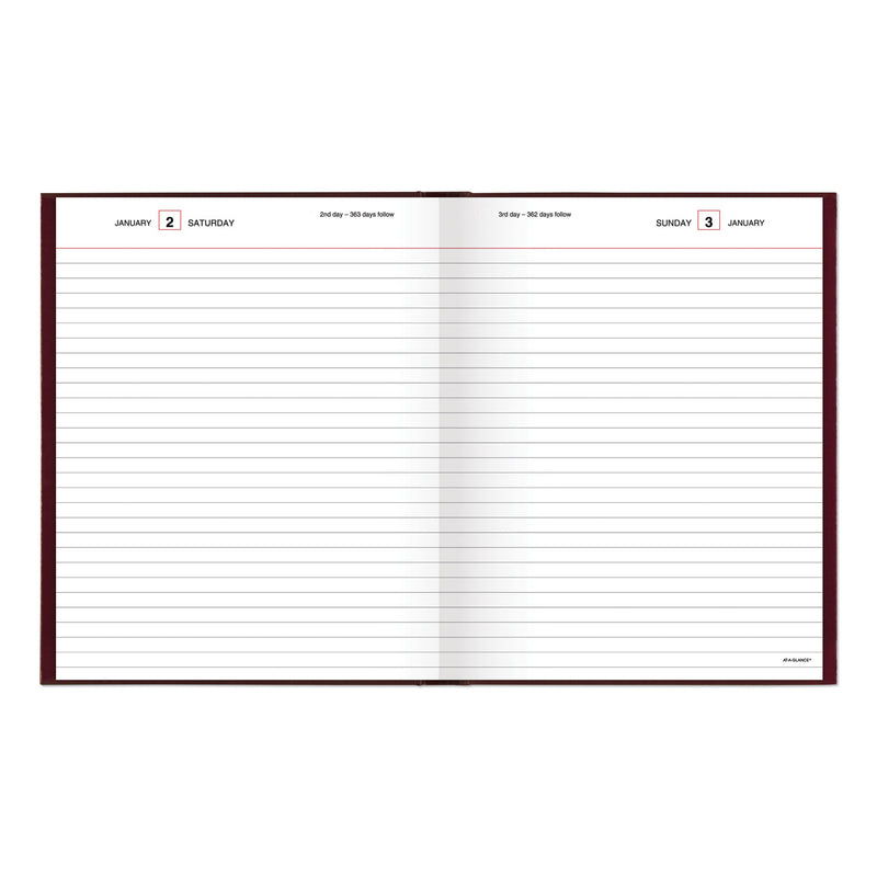 AT-A-GLANCE Standard Diary Daily Diary, 2023 Edition, Medium/College Rule, Red Cover, 9.5 x 7.5, 200 Sheets