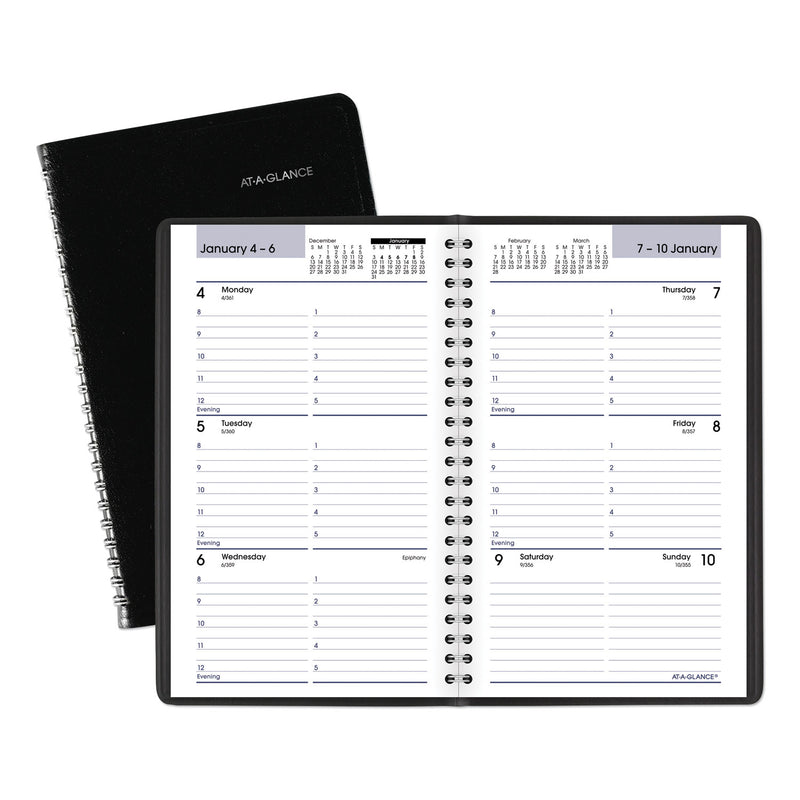 AT-A-GLANCE DayMinder Block Format Weekly Appointment Book, 8.5 x 5.5, Black Cover, 12-Month (Jan to Dec): 2023
