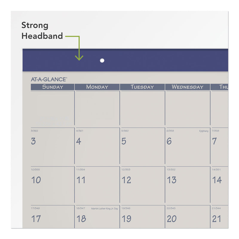 AT-A-GLANCE Fashion Color Desk Pad, 22 x 17, Stone/Blue Sheets, Blue Binding, Clear Corners, 12-Month (Jan to Dec): 2023