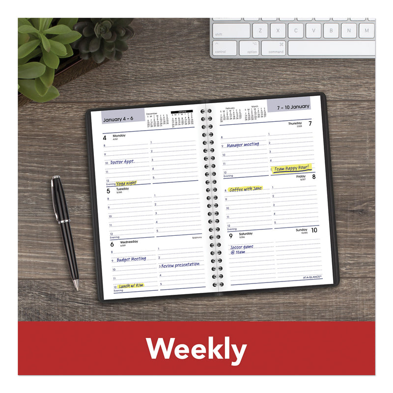 AT-A-GLANCE DayMinder Block Format Weekly Appointment Book, 8.5 x 5.5, Black Cover, 12-Month (Jan to Dec): 2023