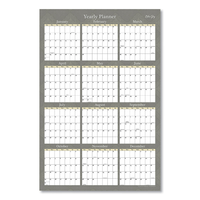 Blue Sky Adrianna Laminated Erasable Wall Calendar, 36 x 24, White/Taupe Sheets, 12-Month (Jan to Dec): 2023