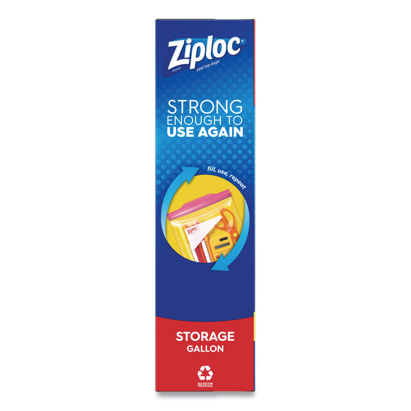 Ziploc Double Zipper Storage Bags, 1 gal, 1.75 mil, 10.56" x 10.75", Clear, 342/Carton