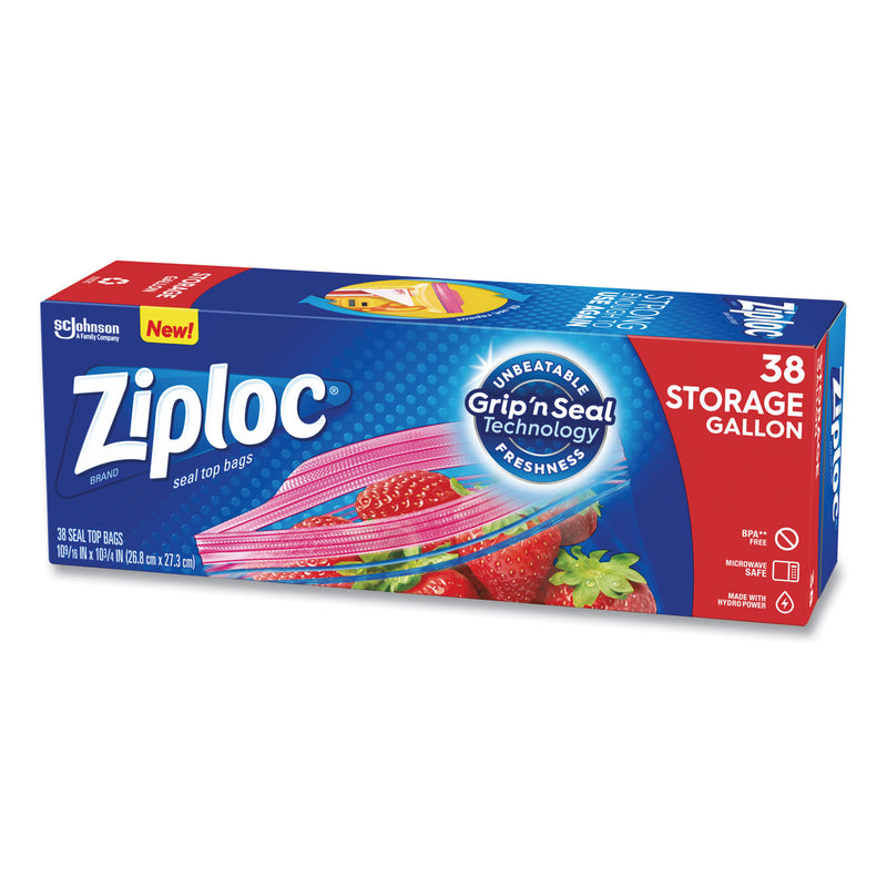 Ziploc Double Zipper Storage Bags, 1 gal, 1.75 mil, 10.56" x 10.75", Clear, 342/Carton