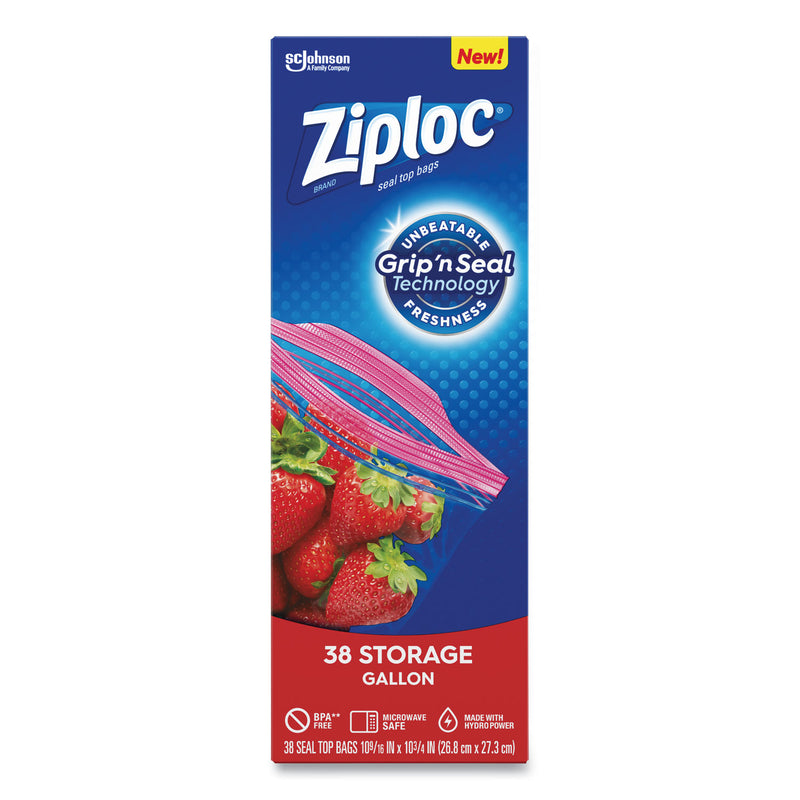 Ziploc Double Zipper Storage Bags, 1 gal, 1.75 mil, 10.56" x 10.75", Clear, 342/Carton