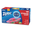 Ziploc Double Zipper Storage Bags, 1 qt, 1.75 mil, 9.63" x 8.5", Clear, 48/Box