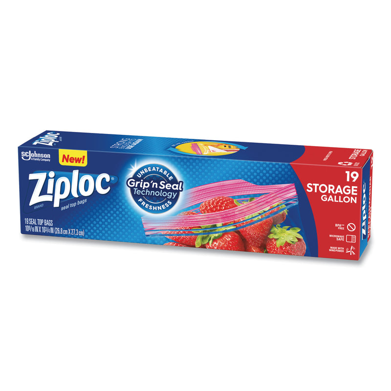 Ziploc Double Zipper Storage Bags, 1 gal, 1.75 mil, 9.6" x 12.1", Clear, 228/Carton