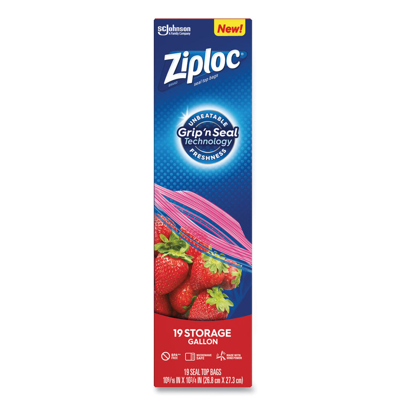 Ziploc Double Zipper Storage Bags, 1 gal, 1.75 mil, 9.6" x 12.1", Clear, 228/Carton
