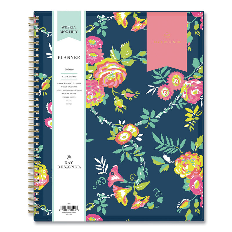 Blue Sky Day Designer Peyton Create-Your-Own Cover Weekly/Monthly Planner, Floral Artwork, 11 x 8.5, Navy, 12-Month (Jan-Dec): 2023