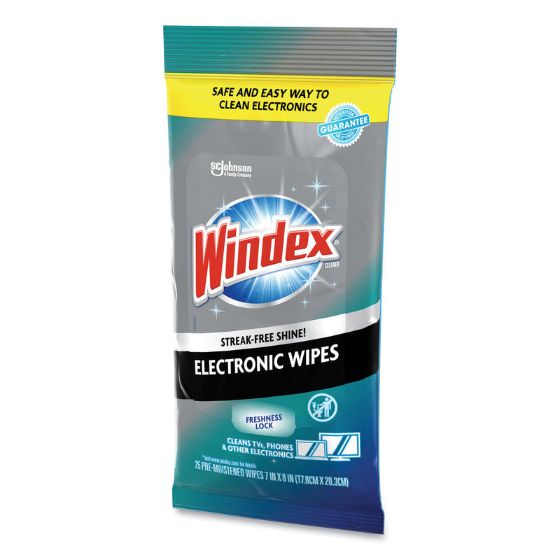 Windex Electronics Cleaner, 7 x 10, Neutral Scent, 25/Pack, 12 Packs/Carton