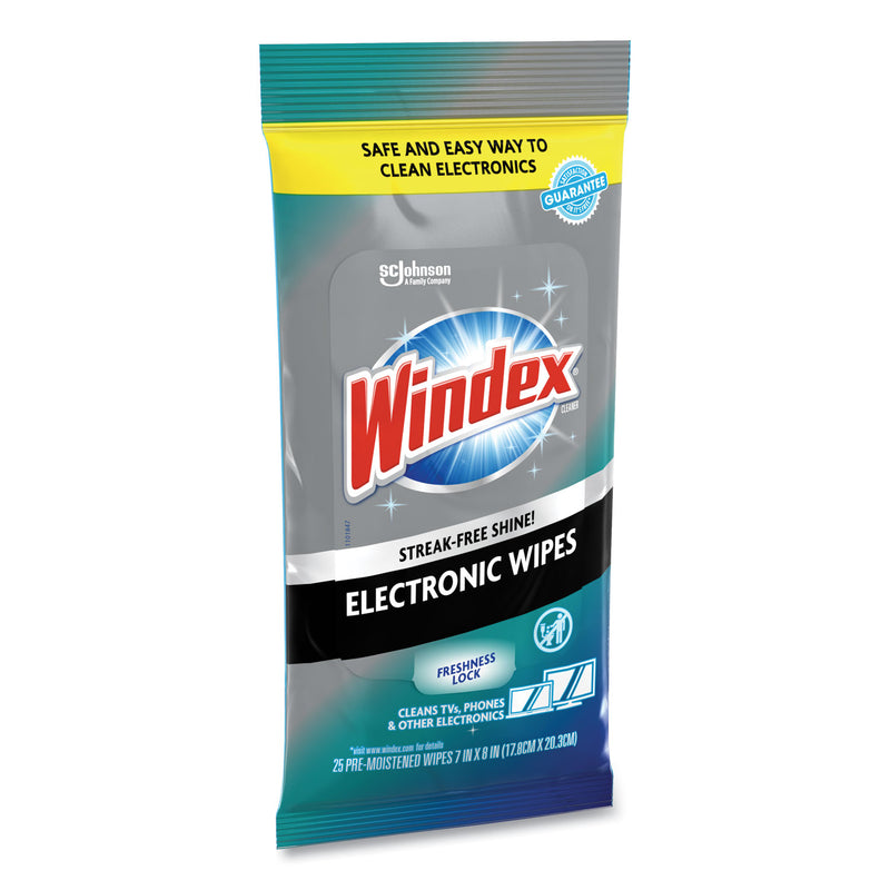 Windex Electronics Cleaner, 7 x 10, Neutral Scent, 25 Wipes