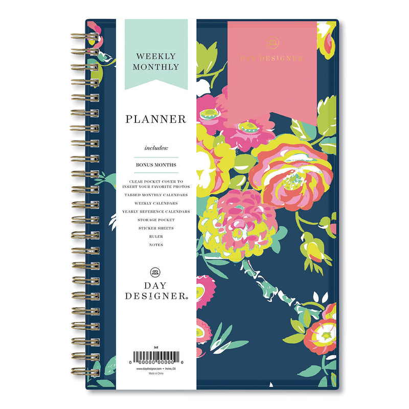 Blue Sky Day Designer Peyton Create-Your-Own Cover Weekly/Monthly Planner, Floral Artwork, 8 x 5, Navy Cover, 12-Month (Jan-Dec): 2023